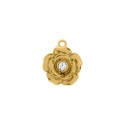 Pingente Flor com Cristal e Mensagem Apaixone-se Por Você Mesma Dourado 23mm