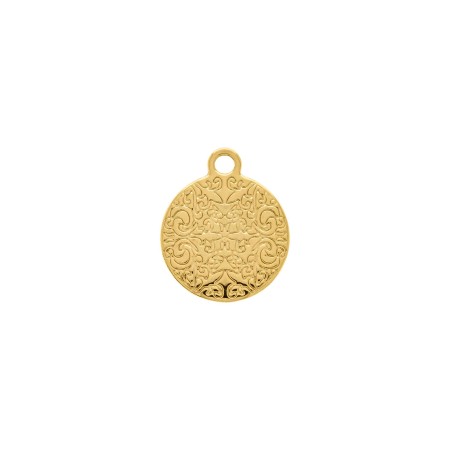 Pingente Olho Grego Ouro com Rosa Claro 20mm