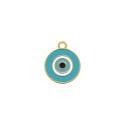 Pingente Olho Grego Ouro com Azul Claro 20mm