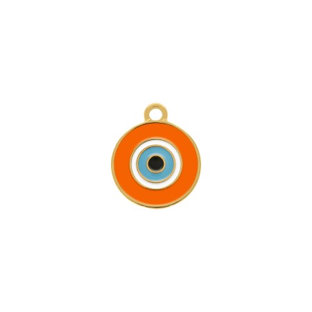 Pingente Olho Grego Ouro com Laranja 20mm