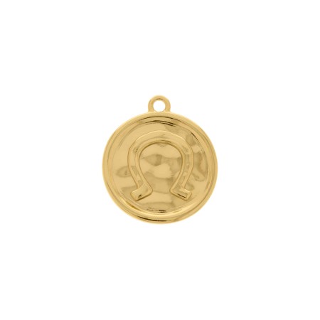 Pingente Medalha Cavalo Dourado 27mm