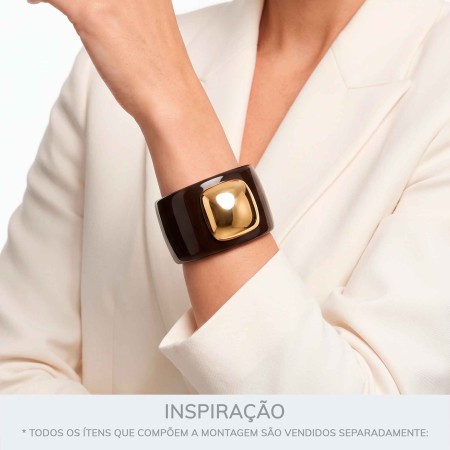 Maxi Bracelete Acrílico Marrom Oxidado com Dourado 70mm