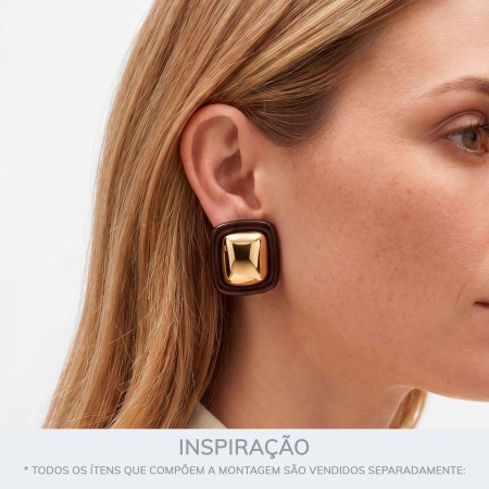 Brinco 2 em 1 Dourado com Marrom Oxidado 30mm