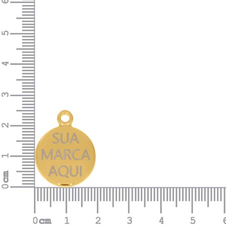 Pingente Ouro Personalizado com gravação Dupla 20mm