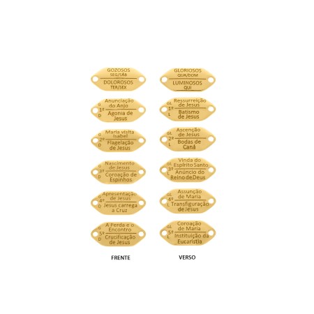Conjunto de Pingentes Mistérios do Terço Dourado