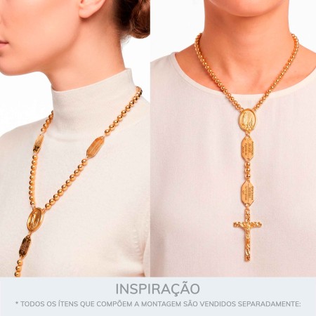 Conjunto de Pingentes Mistérios do Terço Dourado
