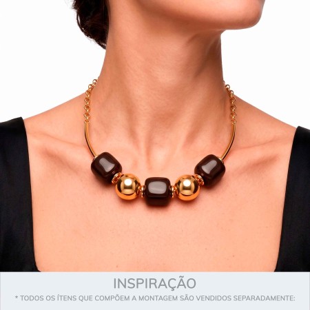 Passador Acrílico Marrom Oxidado com Ouro mm