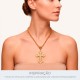 Pingente Cruz Dourado com Resina 32mm