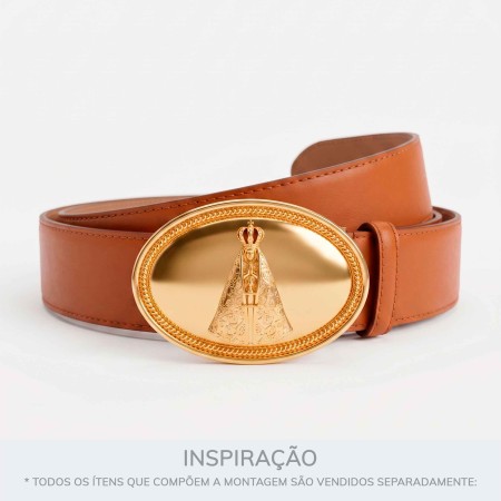 Fivela de Cinto Nossa Senhora Aparecida Dourada 77mm