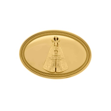 Fivela de Cinto Nossa Senhora Aparecida Dourada 77mm