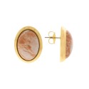 Brinco Ouro com Pedra Marmorizada 27mm