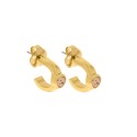 Brinco de Argola Shine Ouro com Strass Rosa 15mm
