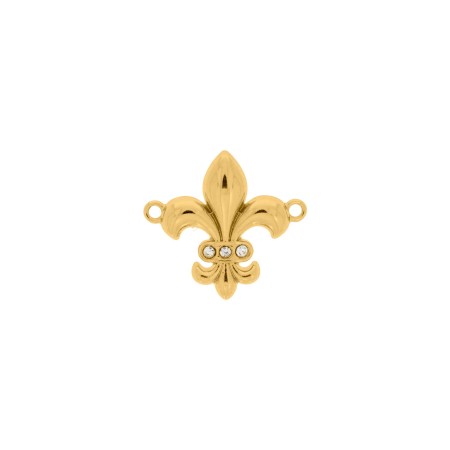Pingente Flor-de-Lis Ouro com Strass 28mm