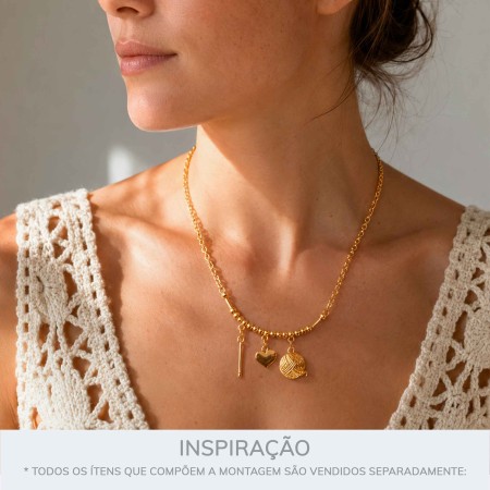 Conjunto de Pingentes Crochê Dourado