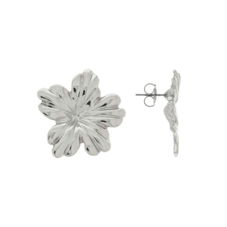Brinco Flor Prateado 34mm
