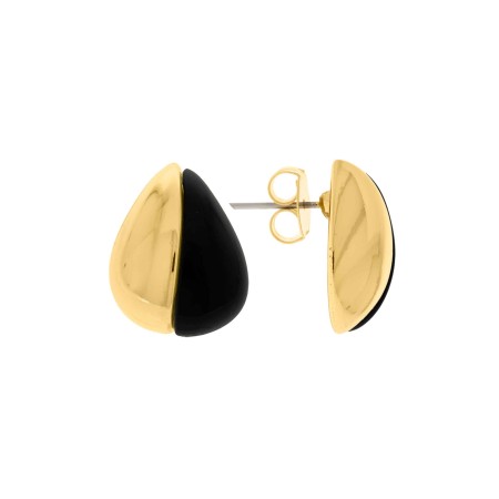 Brinco Gota Dourado com Preto 21mm