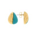 Brinco Gota Dourado com Azul Tiffany 21mm