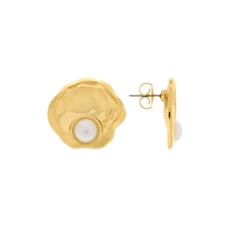 Brinco Ostra Dourado com Pérola 24mm