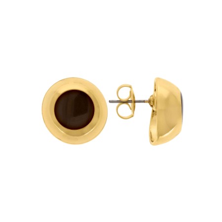 Brinco Ouro com Marrom 18mm
