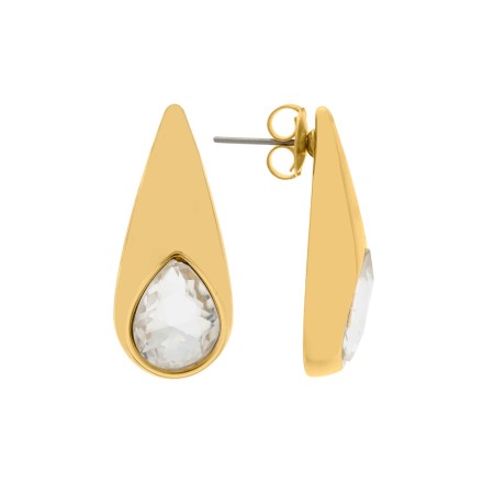 Brinco Dourado com Gota de Cristal 32mm