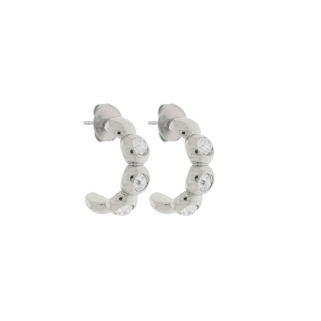 Brinco de Argola Preciosa Níquel com Strass 23mm