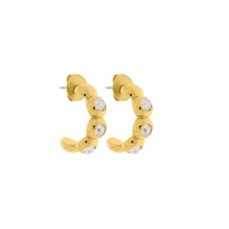 Brinco de Argola Preciosa Ouro com Strass 23mm