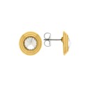 Brinco Glam Ouro com Rivoli Cristal 15mm