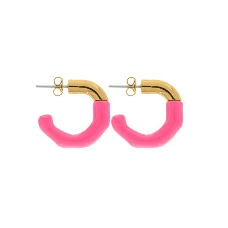 Brinco Ouro com Rosa Pink 24mm