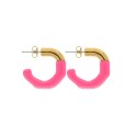 Brinco Ouro com Rosa Pink 24mm