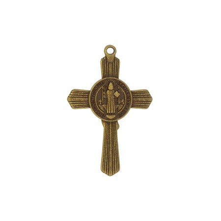 Pingente Crucifixo São Bento Ouro Velho 51mm