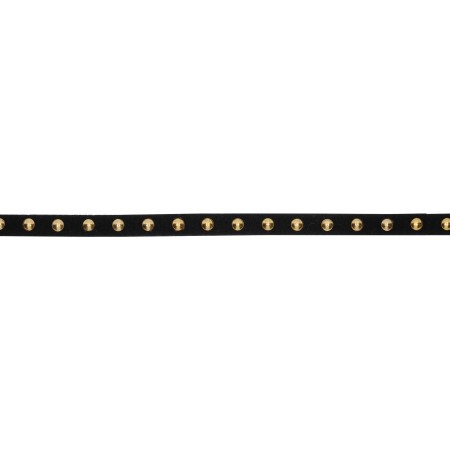 Cordão de Camurça Preto Com Tachas Dourado 5mm