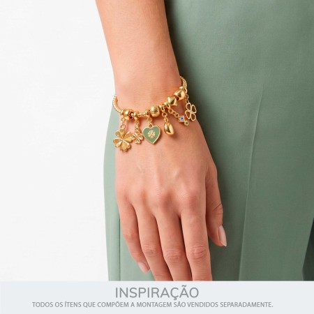 Pingente Trevo Da Sorte Ouro com Strass 20mm