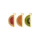 Conjunto de Pingentes Frutas Melância, Laranja e Kiwi Dourado