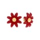 Brinco Floral Vermelho com Dourado 30mm