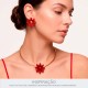 Brinco Floral Vermelho com Dourado 30mm