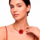 Colar Floral Dourado com Vermelho 138mm
