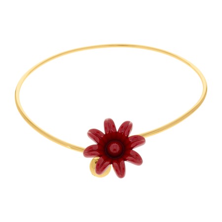 Colar Floral Dourado com Vermelho 138mm