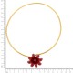 Colar Floral Dourado com Vermelho 138mm