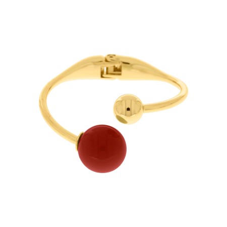 Bracelete Dourado Esferas com Vermelho 65mm