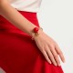 Bracelete Dourado Esferas com Vermelho 65mm