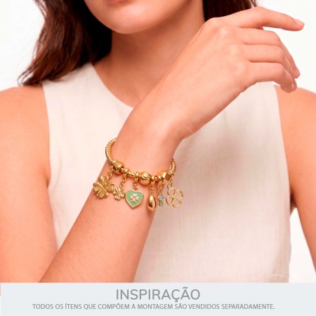 Pingente Orgânico com Curvatura Ouro 14mm