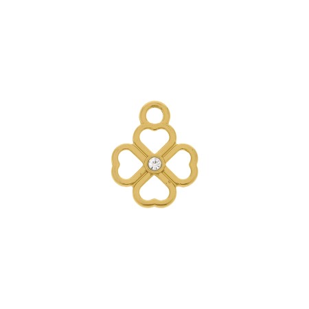 Pingente Trevo Da Sorte Ouro com Strass 20mm