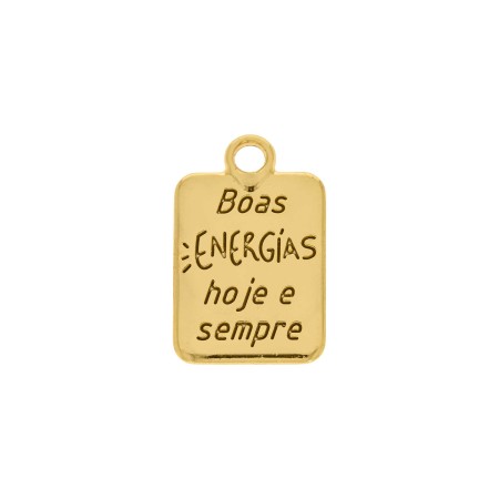 Pingente Boas Energias Ouro com Pedra Bege 21mm