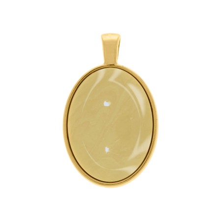 Pingente Medalha Oval Ouro com Mescla Bege 52mm