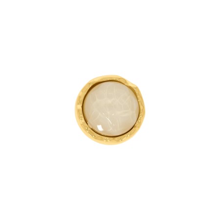 Botão Redondo Dourado de metal Orgânico com Pedra Mesclada 21mm