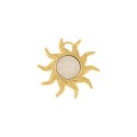 Pingente Sol Dourado com Pedra Mesclada Bege 44mm