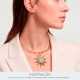 Pingente Sol Dourado com Pedra Mesclada Azul 44mm