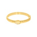 Bracelete Dourado com Pedra Mesclada Bege 69mm