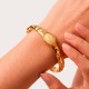 Bracelete Dourado com Pedra Mesclada Bege 69mm