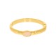Bracelete Dourado com Pedra Rosa Quartzo 69mm